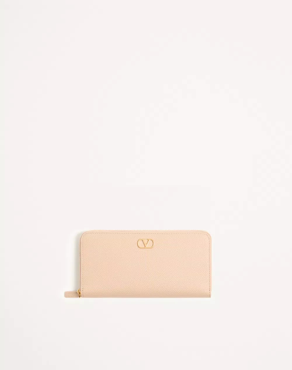 VLogo Signature Zip Wallet In Grainy Calfskin
