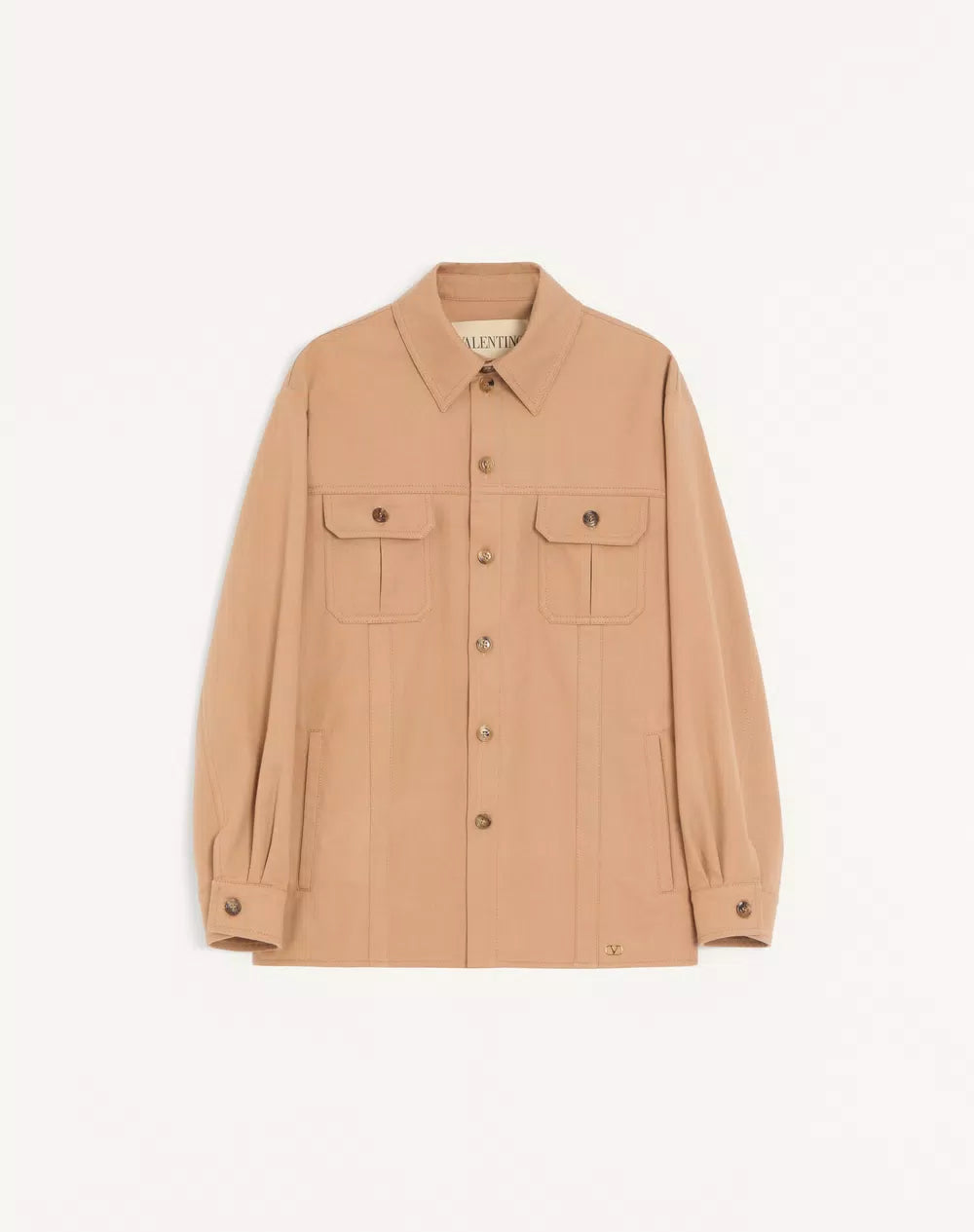 Valentino Cotton Gabardine Shirt Jacket With VLogo