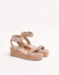 Rockstud Flatform Sandal In Calfskin 45Mm