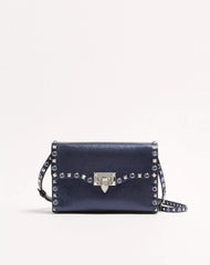 Valentino Garavani Rockstud Small Shoulder Bag In Laminated Calfskin With Cabochon Stones