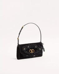 Valentino Garavani Devain Small Embroidered Velvet Shoulder Bag
