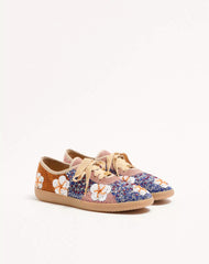 Cosmatesque Leather Trainer With Sequins And Floral Embroidery
