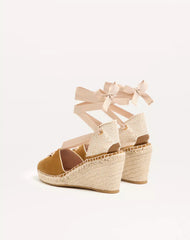 Resort Wedge In Split Leather 75Mm