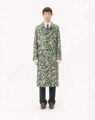 Valentino Single-Breasted Coat In Cotton Drill With Papier Floral Print