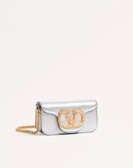 Valentino Garavani LocÃ² Small Shoulder Bag In Laminated Calfskin With Jewel Logo