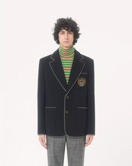 Valentino Single Breasted Wool Jacket With Valentino Patch