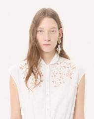 Embroidered Poplin Midi Dress
