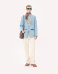 Valentino Denim Safari Jacket With Printed Edges