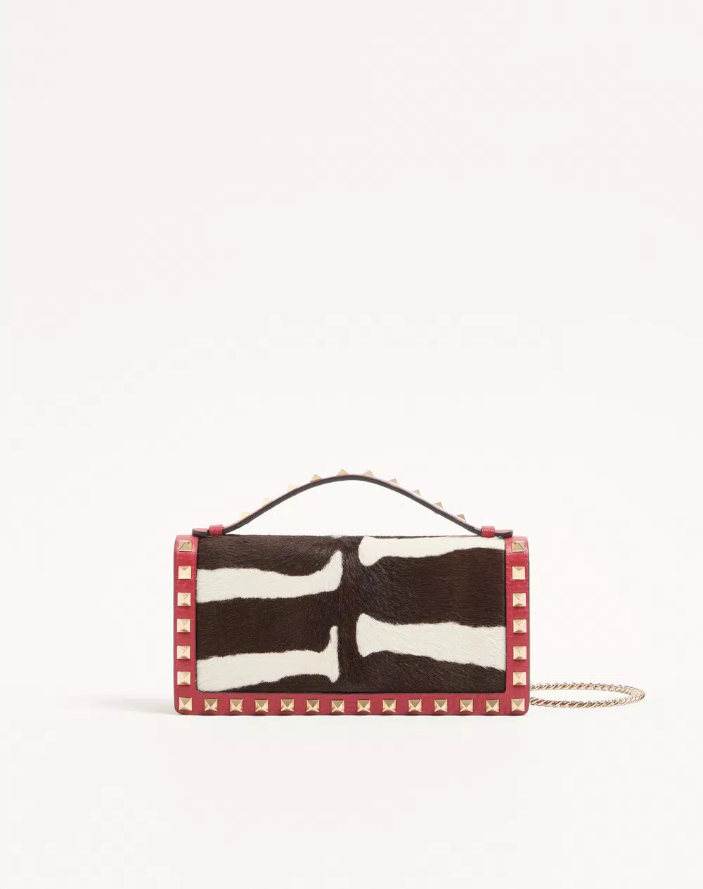 Rockstud Wallet With Chain In Pony-Effect Calfskin