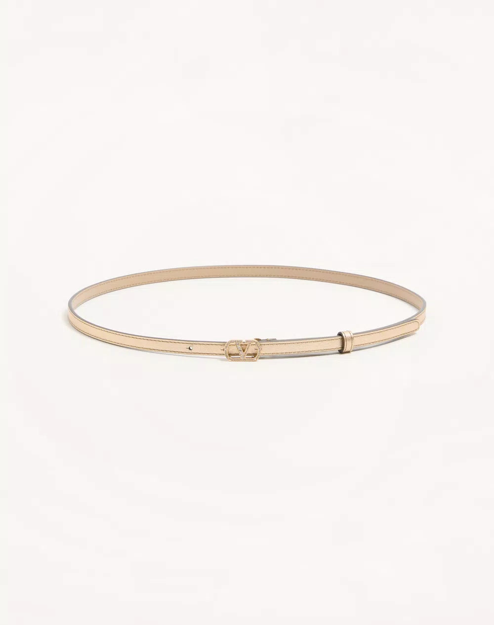 VLogo Signature Belt In Laminated Calfskin With Crystals 10 Mm