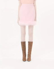 Short Crepe Couture Skirt With Feathers