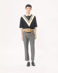 Valentino Cotton Polo With Inlaid V And Embroidered Panther Patch