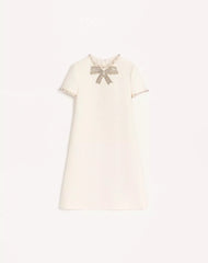 Embroidered Crepe Couture Short Dress