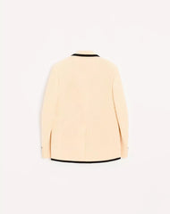Valentino double-breasted jacket in washed cotton and linen velvet with VG embroidery