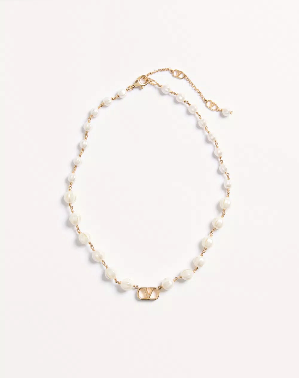 Vlogo Signature Necklace In Metal And Glass Beads