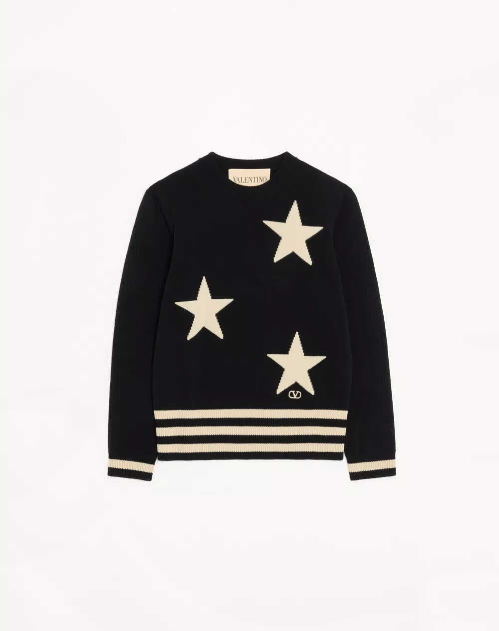 Valentino wool crewneck sweater with star motif and VLogo embroidery