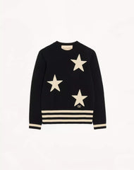 Valentino wool crewneck sweater with star motif and VLogo embroidery