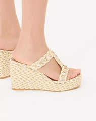 Rockstud Laminated Nappa Wedge Sandal 90 Mm