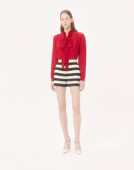 Cotton Satin Shorts With Maxi BarrÃ© Stripe