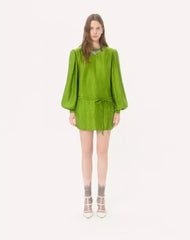 Embroidered Silk-Linen Plus De Pois Jacquard Top