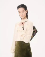 Embroidered Crepe De Chine Top