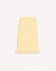 Crepe Couture Midi Skirt with Feathers