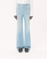Valentino Denim Trousers With Gold Buttons