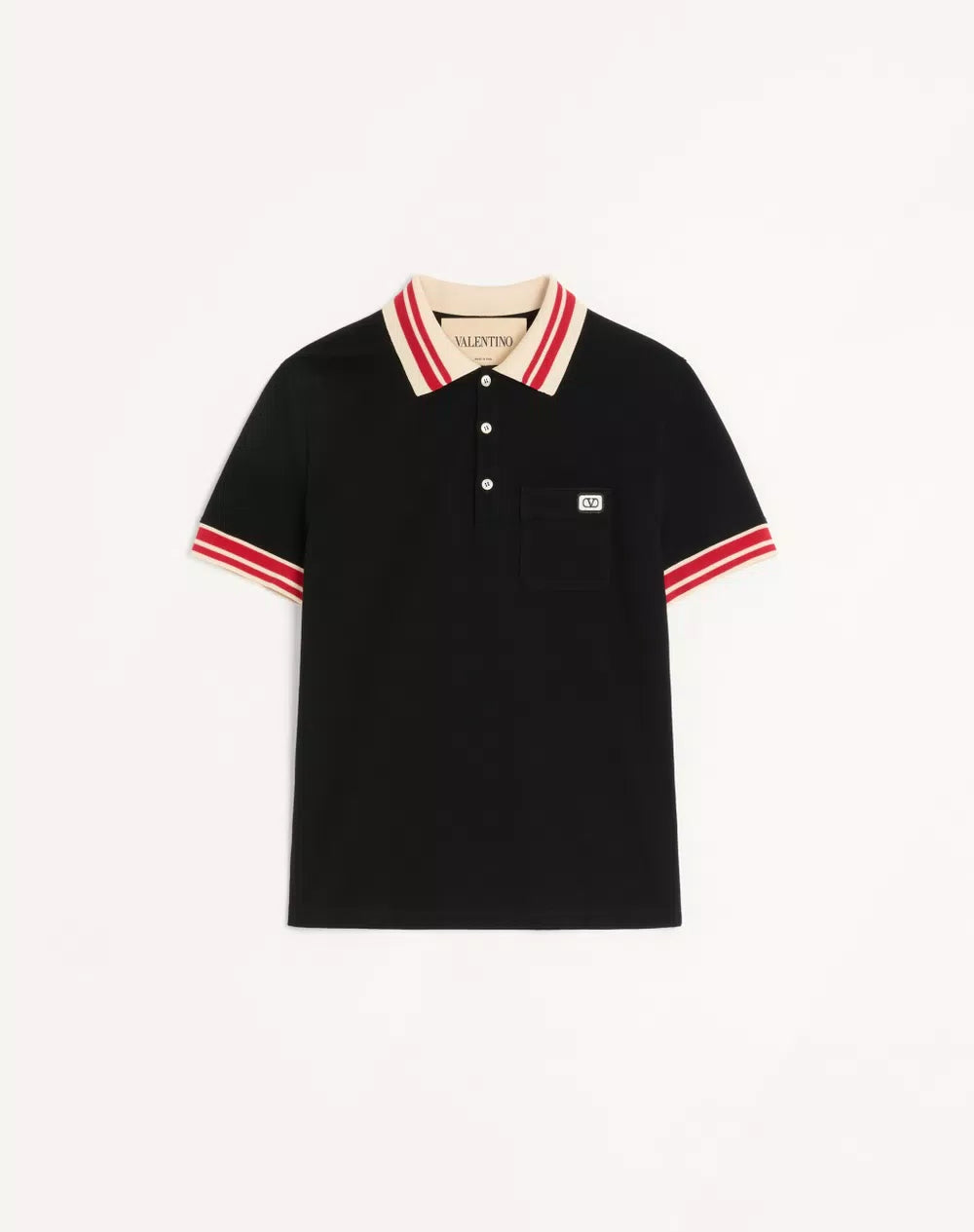 Cotton PiquÃ© Polo Shirt With VLogo Patch