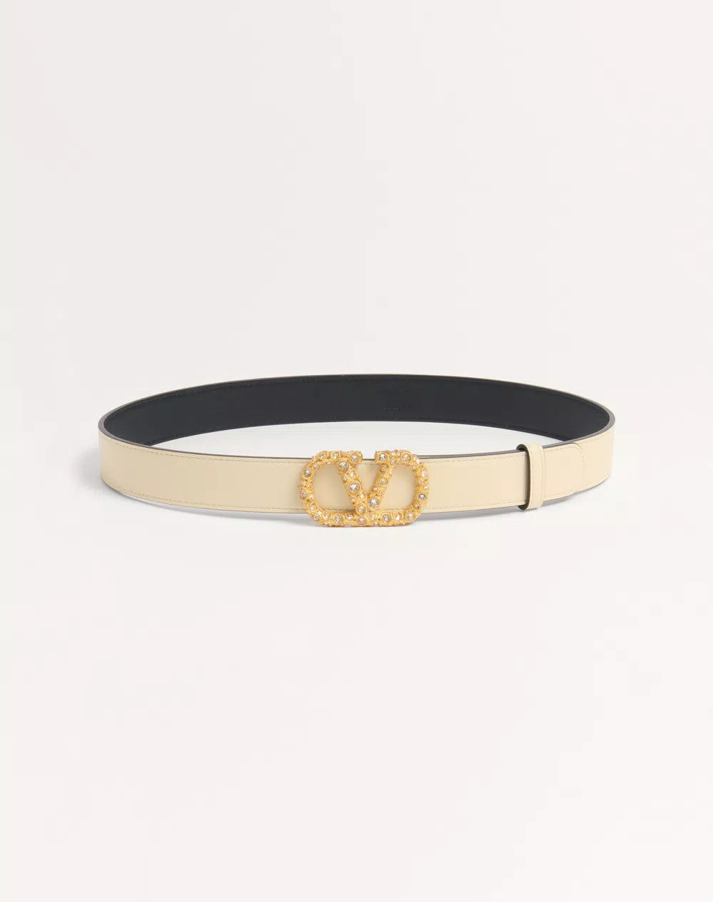 VLogo Signature Belt In Shiny Calfskin With Crystals 30 Mm