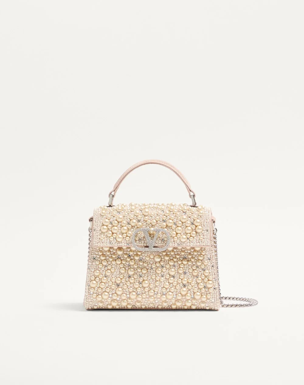Valentino Garavani Mini Vsling Handbag With Pearls, Rhinestones And Jewel Logo