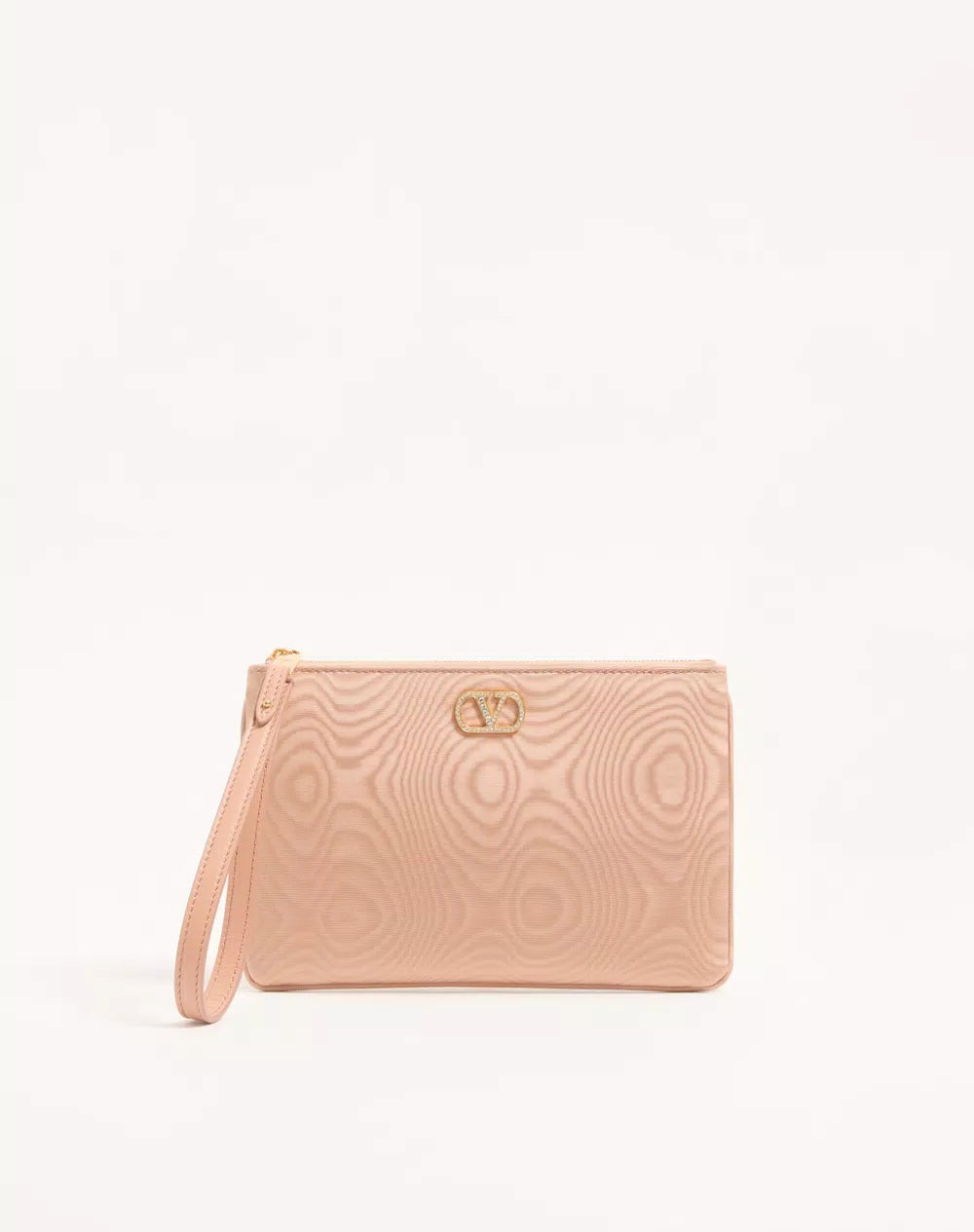 VLogo Signature Clutch In MoirÃ© Fabric With Jewel Logo.