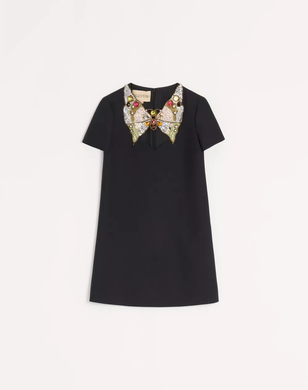 EMBROIDERED CREPE COUTURE SHORT DRESS