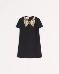 EMBROIDERED CREPE COUTURE SHORT DRESS