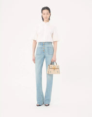 Valentino Garavani Vsling Small Handbag In Linen With Embroidery