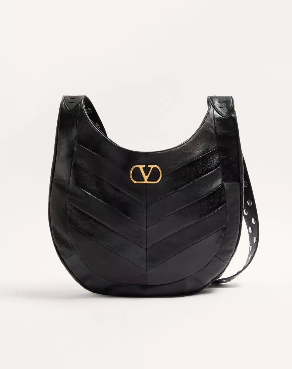 Valentino Garavani Hoboho Nappa Leather Hobo Bag With Chevron Pattern