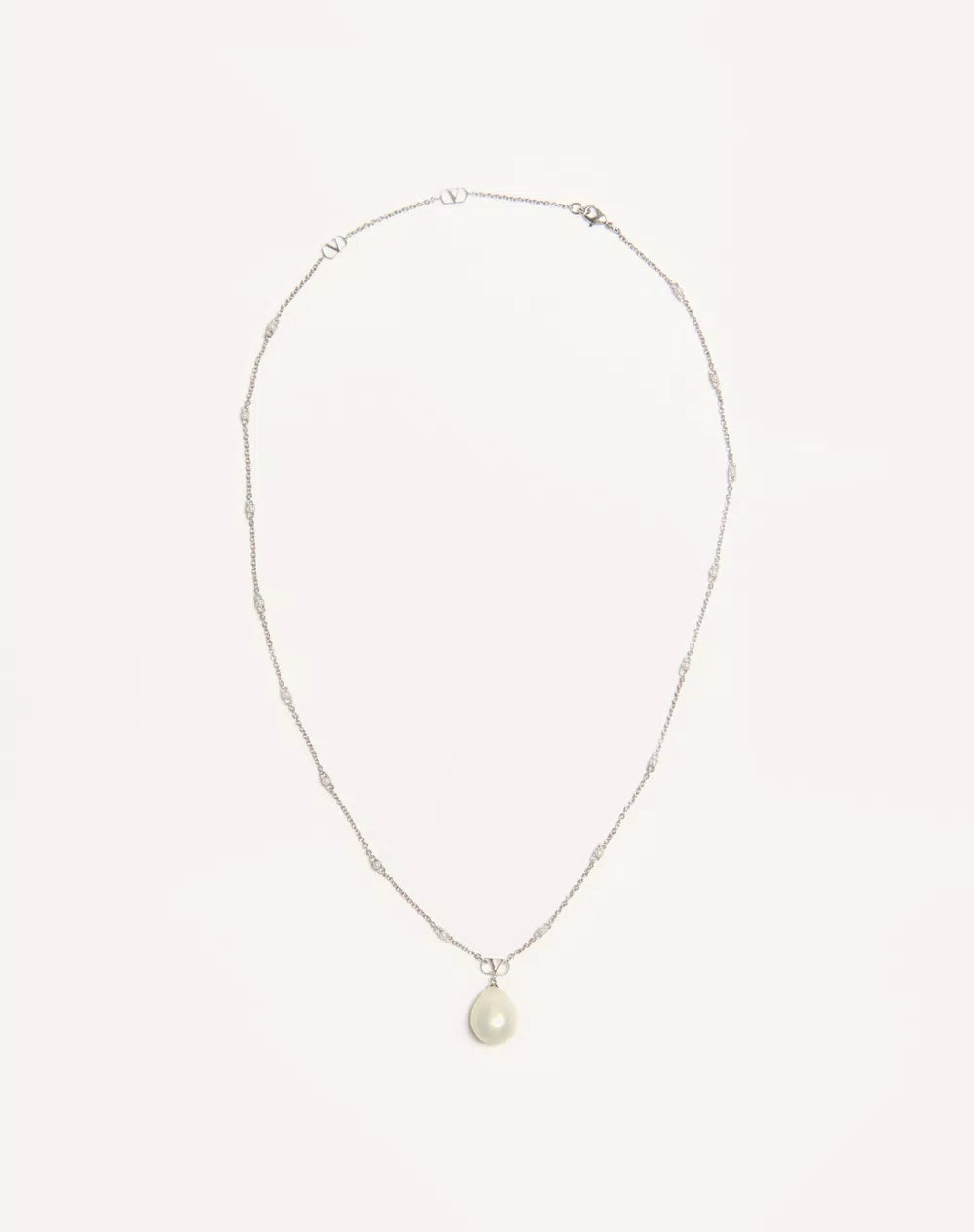 VLogo Signature Metal Brooch With SwarovskiÂ® Crystals And Pearls