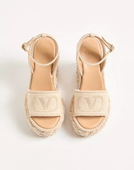 VLogo Torchon Wedge Sandal In Linen Canvas 130Mm