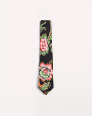 Silk Tie With Papier Floral Pattern