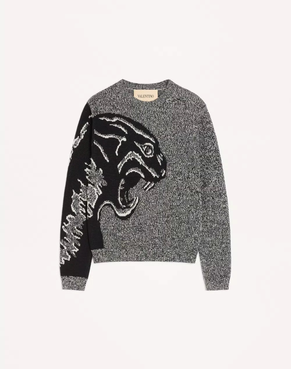 Valentino Cotton And MoulinÃ© Wool Jumper With Panther Jacquard