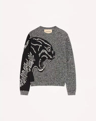 Valentino Cotton And MoulinÃ© Wool Jumper With Panther Jacquard