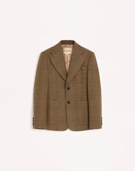 Valentino Single-Breasted Wool Jacket With Glen Plaid Pattern