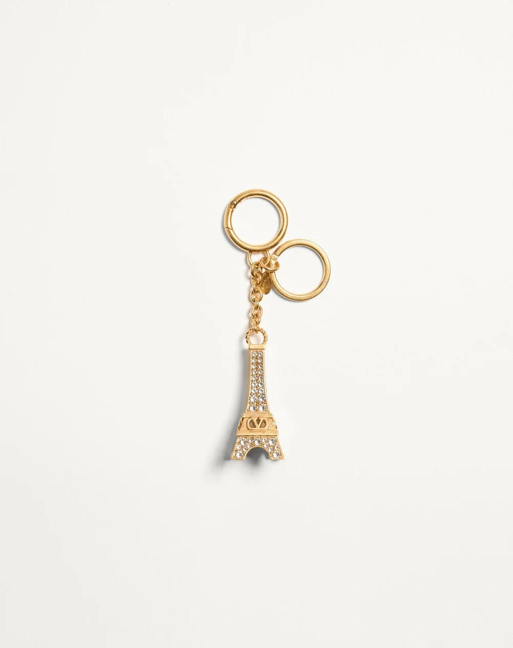 Chez Valentino Bag Charm With Key Ring In Metal, Enamel, And Crystals