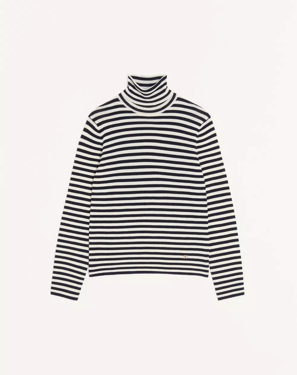 Valentino High-Neck Wool Jumper With VLogo Patch