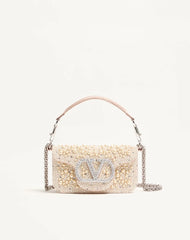 Valentino Garavani LocÃ² Small Shoulder Bag With Pearls, Rhinestones And Jewel Logo
