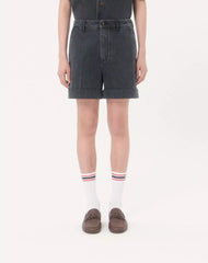 Valentino Cuffed Denim Bermuda Shorts With Vgold