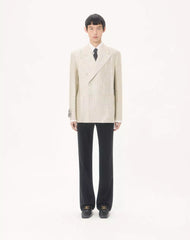 Valentino Double-Breasted Silk Jacket With Plusdepois Jacquard Pattern And Pressed Crease